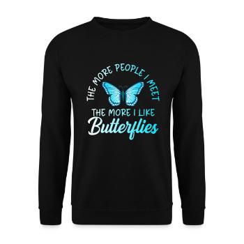 Butterfly Lover Gifts - Unisex Sweatshirt - black - Front - Alina (178cm) & Michal (187cm)