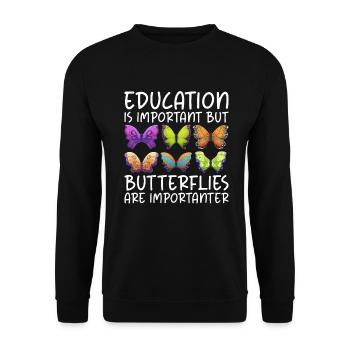 Butterfly Lover Gifts - Unisex Sweatshirt - black - Front - Alina (178cm) & Michal (187cm)