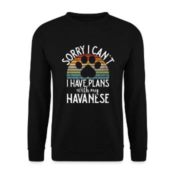 Cadeaux pour les amoureux des chiens bichons havanais - Sweat-shirt Unisexe - noir - Devant - Alina (178cm) & Michal (187cm)
