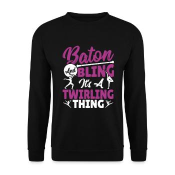 Bâton Twirling Bâton Twirler cadeau - Sweat-shirt Unisexe - noir - Devant - Alina (178cm) & Michal (187cm)