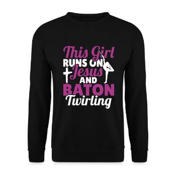 Baton Twirling Baton Twirler Gift - Unisex Sweatshirt - black - Front - Alina (178cm) & Michal (187cm)