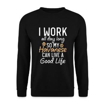 Cadeaux pour les amoureux des chiens bichons havanais - Sweat-shirt Unisexe - noir - Devant - Alina (178cm) & Michal (187cm)