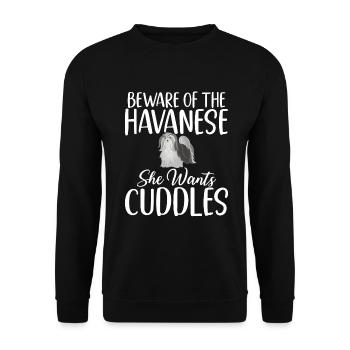 Cadeaux pour les amoureux des chiens bichons havanais - Sweat-shirt Unisexe - noir - Devant - Alina (178cm) & Michal (187cm)