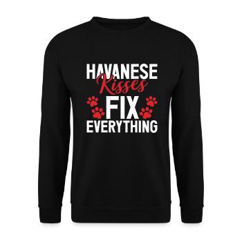 Cadeaux pour les amoureux des chiens bichons havanais - Sweat-shirt Unisexe - noir - Devant - Alina (178cm) & Michal (187cm)