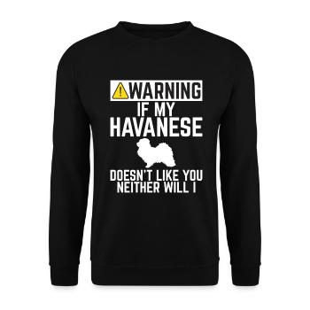 Cadeaux pour les amoureux des chiens bichons havanais - Sweat-shirt Unisexe - noir - Devant - Alina (178cm) & Michal (187cm)