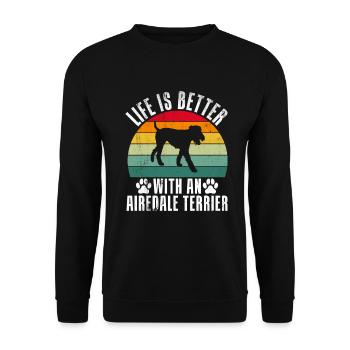 Airedale Terrier Gifts - Unisex Pullover - Schwarz - Vorne - Alina (178cm) & Michal (187cm)