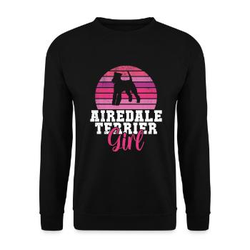 Airedale Terrier Gifts - Unisex Pullover - Schwarz - Vorne - Alina (178cm) & Michal (187cm)