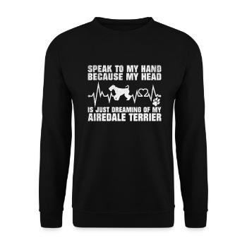 Airedale Terrier Gifts - Unisex Pullover - Schwarz - Vorne - Alina (178cm) & Michal (187cm)