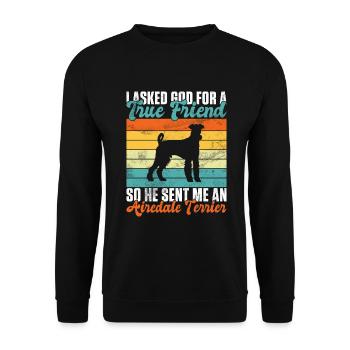 Airedale Terrier Gifts - Unisex Pullover - Schwarz - Vorne - Alina (178cm) & Michal (187cm)