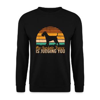 Airedale Terrier Gifts - Unisex Pullover - Schwarz - Vorne - Alina (178cm) & Michal (187cm)