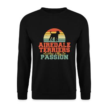 Airedale Terrier Gifts - Unisex Pullover - Schwarz - Vorne - Alina (178cm) & Michal (187cm)