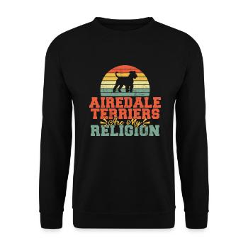 Airedale Terrier Gifts - Unisex Pullover - Schwarz - Vorne - Alina (178cm) & Michal (187cm)