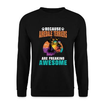 Airedale Terrier Gifts - Unisex Pullover - Schwarz - Vorne - Alina (178cm) & Michal (187cm)