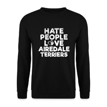 Airedale Terrier Gifts - Unisex Pullover - Schwarz - Vorne - Alina (178cm) & Michal (187cm)