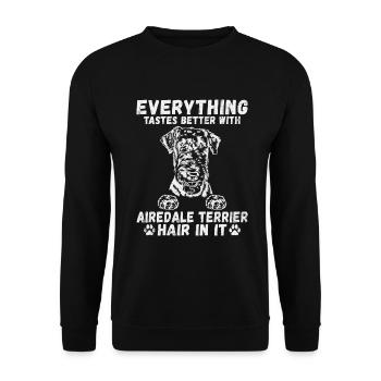 Airedale Terrier Gifts - Unisex Pullover - Schwarz - Vorne - Alina (178cm) & Michal (187cm)