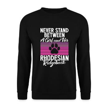 Rhodesian Ridgeback Gifts - Unisex Sweatshirt - black - Front - Alina (178cm) & Michal (187cm)