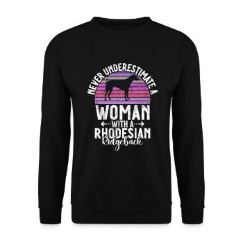 Rhodesian Ridgeback Gifts - Unisex Sweatshirt - black - Front - Alina (178cm) & Michal (187cm)