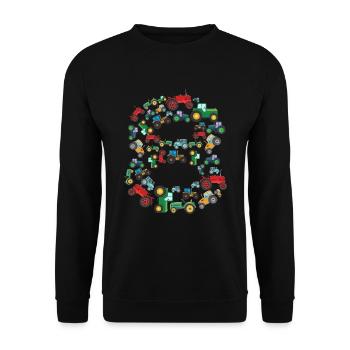 Traktorliebhaber Lustiges Traktorgeschenk - Unisex Pullover - Schwarz - Vorne - Alina (178cm) & Michal (187cm)
