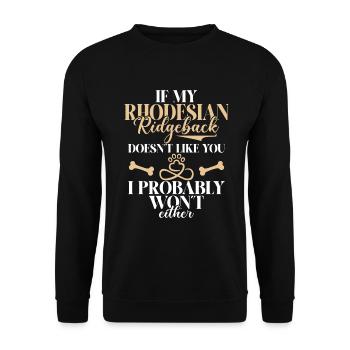 Rhodesian Ridgeback Gifts - Unisex Sweatshirt - black - Front - Alina (178cm) & Michal (187cm)