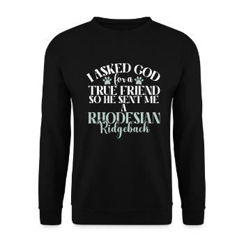 Rhodesian Ridgeback Gifts - Unisex Sweatshirt - black - Front - Alina (178cm) & Michal (187cm)