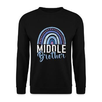Middle Brother Gifts - Unisex Pullover - Schwarz - Vorne - Alina (178cm) & Michal (187cm)