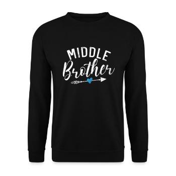 Middle Brother Gifts - Unisex Pullover - Schwarz - Vorne - Alina (178cm) & Michal (187cm)