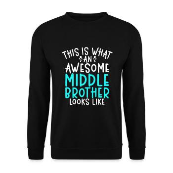Middle Brother Gifts - Unisex Pullover - Schwarz - Vorne - Alina (178cm) & Michal (187cm)