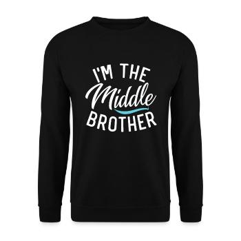 Middle Brother Gifts - Unisex Pullover - Schwarz - Vorne - Alina (178cm) & Michal (187cm)