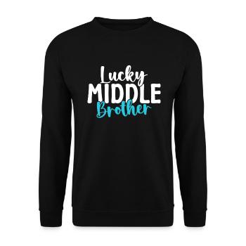 Middle Brother Gifts - Unisex Pullover - Schwarz - Vorne - Alina (178cm) & Michal (187cm)