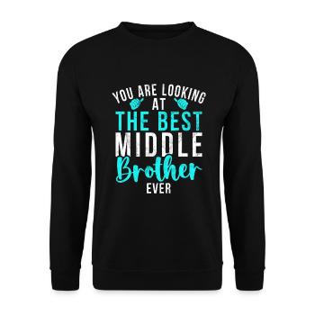 Middle Brother Gifts - Unisex Pullover - Schwarz - Vorne - Alina (178cm) & Michal (187cm)