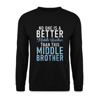 Middle Brother Gifts - Unisex Pullover - Schwarz - Vorne - Alina (178cm) & Michal (187cm)