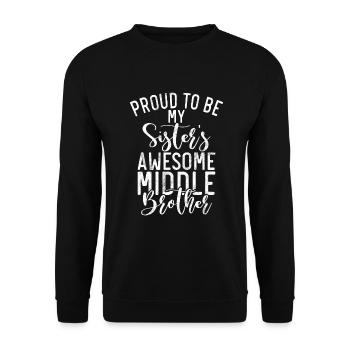 Middle Brother Gifts - Unisex Pullover - Schwarz - Vorne - Alina (178cm) & Michal (187cm)