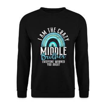 Middle Brother Gifts - Unisex Pullover - Schwarz - Vorne - Alina (178cm) & Michal (187cm)