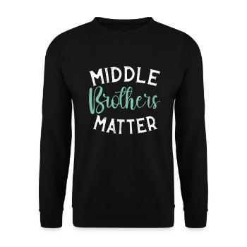 Middle Brother Gifts - Unisex Pullover - Schwarz - Vorne - Alina (178cm) & Michal (187cm)
