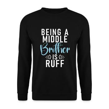 Middle Brother Gifts - Unisex Pullover - Schwarz - Vorne - Alina (178cm) & Michal (187cm)