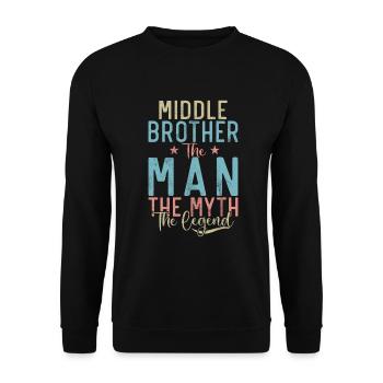 Middle Brother Gifts - Unisex Pullover - Schwarz - Vorne - Alina (178cm) & Michal (187cm)