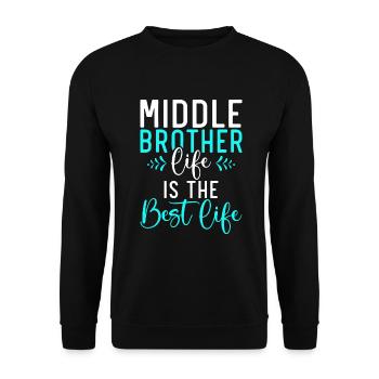 Middle Brother Gifts - Unisex Pullover - Schwarz - Vorne - Alina (178cm) & Michal (187cm)