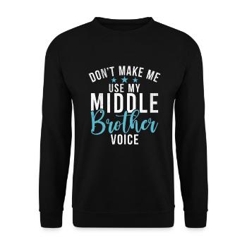 Middle Brother Gifts - Unisex Pullover - Schwarz - Vorne - Alina (178cm) & Michal (187cm)