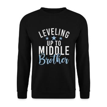 Middle Brother Gifts - Unisex Pullover - Schwarz - Vorne - Alina (178cm) & Michal (187cm)