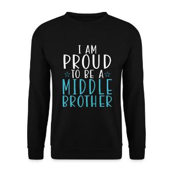 Middle Brother Gifts - Unisex Pullover - Schwarz - Vorne - Alina (178cm) & Michal (187cm)