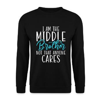 Middle Brother Gifts - Unisex Pullover - Schwarz - Vorne - Alina (178cm) & Michal (187cm)