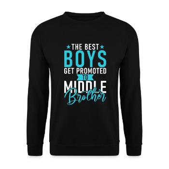 Middle Brother Gifts - Unisex Pullover - Schwarz - Vorne - Alina (178cm) & Michal (187cm)