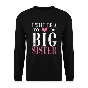 Big Sister Gift - Unisex Pullover - Schwarz - Vorne - Alina (178cm) & Michal (187cm)