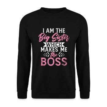Big Sister Gift - Unisex Sweatshirt - black - Front - Alina (178cm) & Michal (187cm)