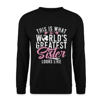 Sister Gifts - Unisex Pullover - Schwarz - Vorne - Alina (178cm) & Michal (187cm)