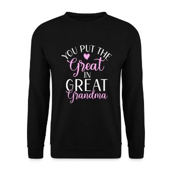Great Grandma Gifts - Unisex Sweatshirt - black - Front - Alina (178cm) & Michal (187cm)