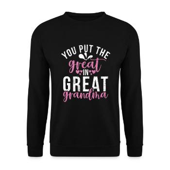 Great Grandma Gifts - Unisex Sweatshirt - black - Front - Alina (178cm) & Michal (187cm)