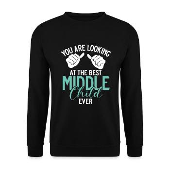 Middle Child Gifts - Unisex Pullover - Schwarz - Vorne - Alina (178cm) & Michal (187cm)