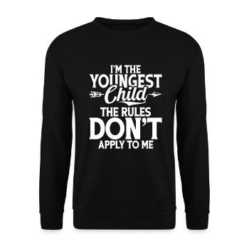 Youngest Child Gift - Unisex Sweatshirt - black - Front - Alina (178cm) & Michal (187cm)
