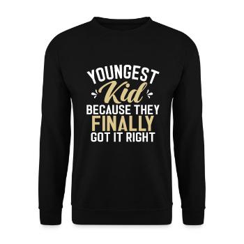 Youngest Child Gift - Unisex Sweatshirt - black - Front - Alina (178cm) & Michal (187cm)